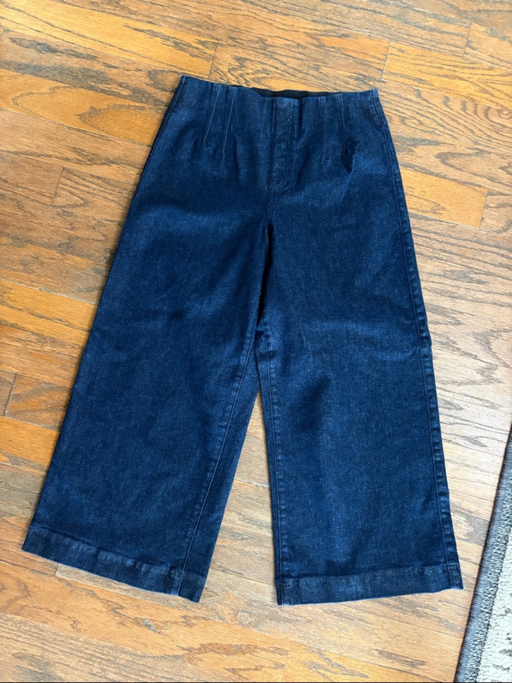 SPANX Dark Blue Cropped Wide-Leg Denim Pants